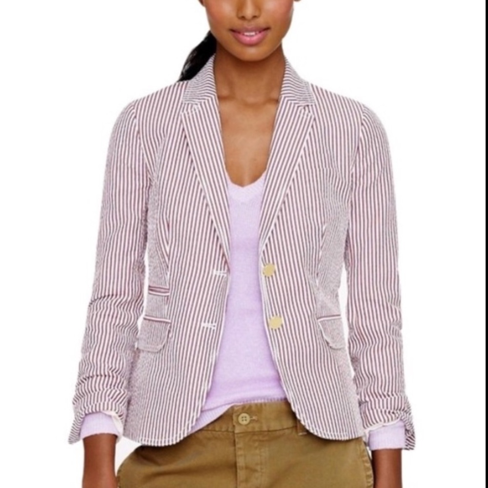 J. CREW Schoolboy Currant Seersucker Jacket